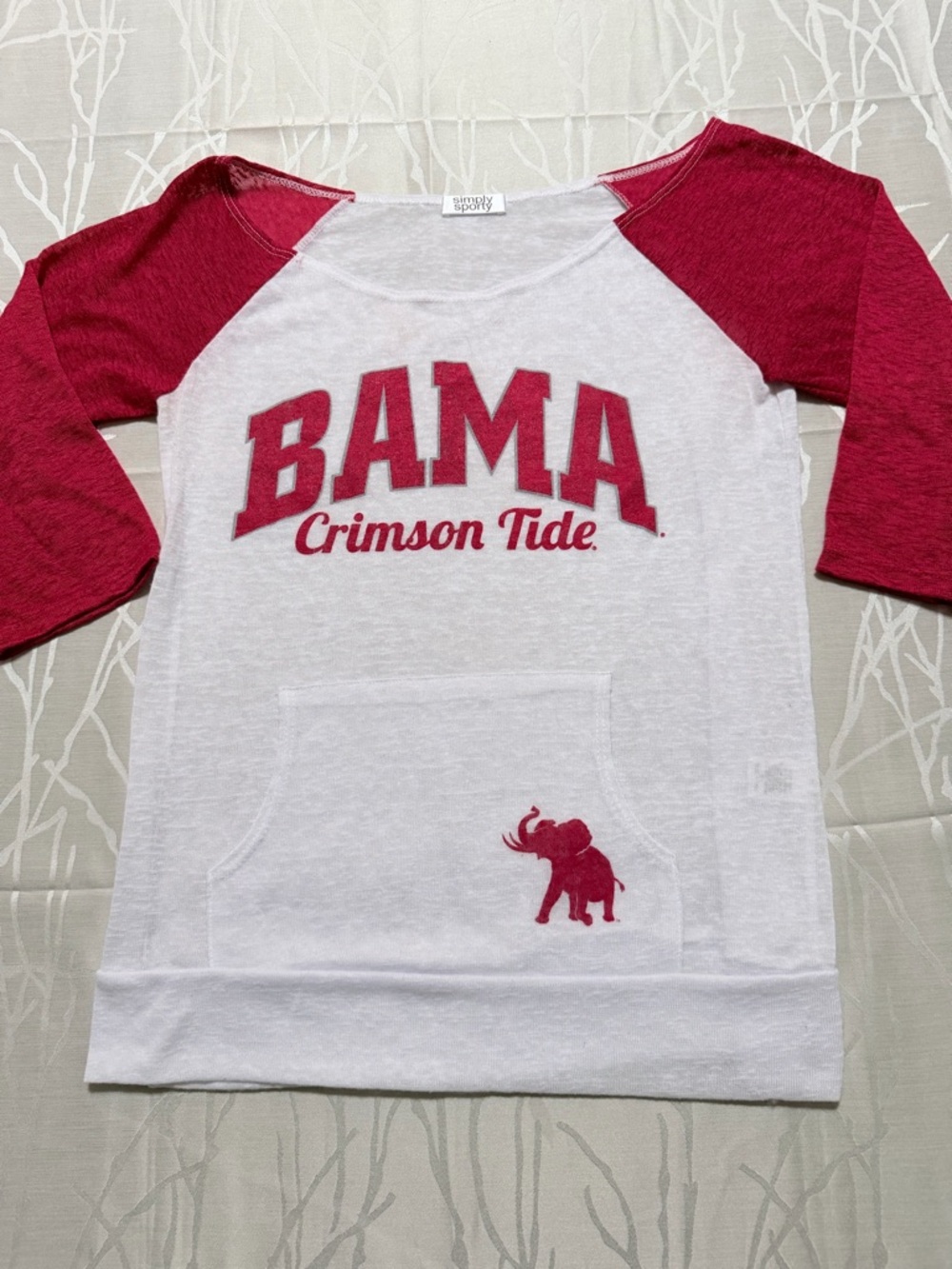 Women's 3/4 in Sleeve Raglan Tee - Crimson & White BAMA